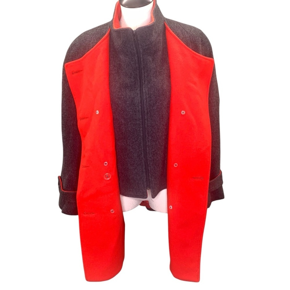 MACKINTOSH Wool Blend Collarless Double-Breasted Coat - Size 12 - Picture 3 of 5